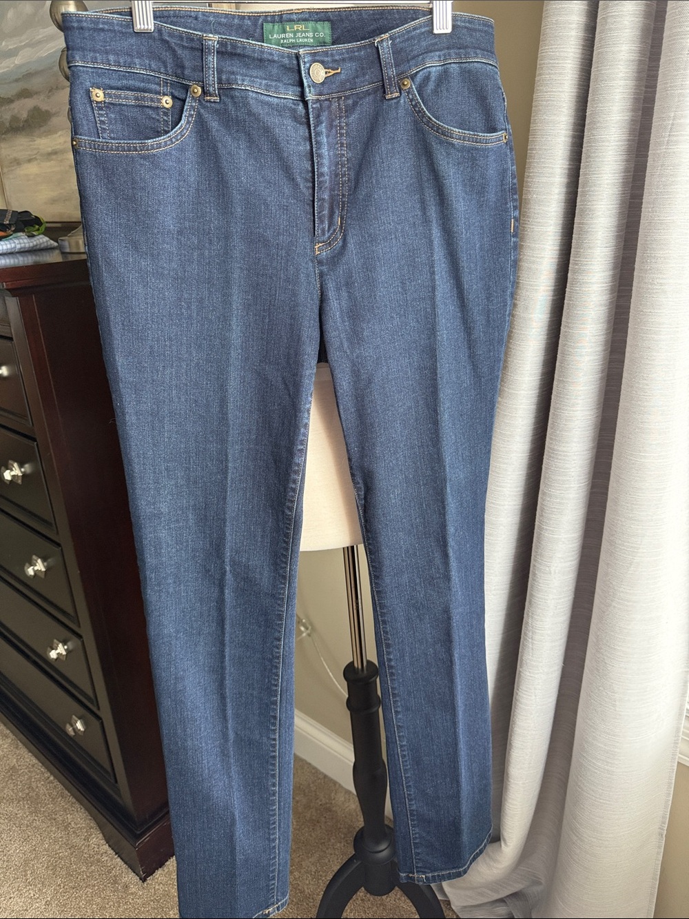 Lauren Ralph Lauren Women's Straight Leg Heritage Jeans in Medium Blue Denim 10